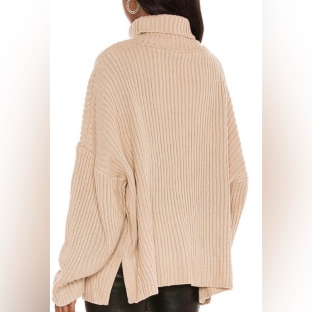LBLC The Label Oversized Ribbed Turtleneck Sweater Camel Beige Size XS - Picture 2 of 11
